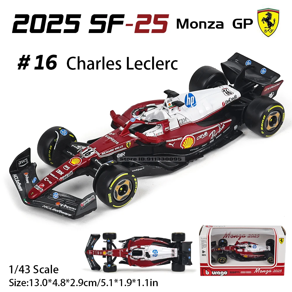 Bburago 1:43 2025 F1 Ferrari SF25 Monza #16 Charles Leclerc #44 Lewis Hamilton Alloy Car Die Cast Model Toy Collectible
Bburago 1:43 2025 F1 Ferrari SF25 Monza #16 Charles Leclerc #44 Lewis Hamilton Alloy Car Die Cast Model Toy Collectible
