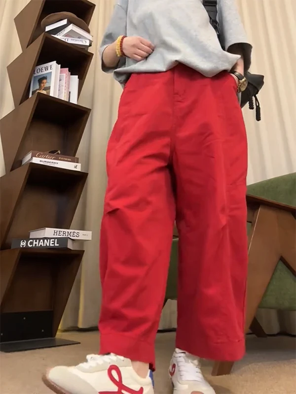 Summer 2025 High Waist Loose Casual Red Thin Wide Leg Pants Women's Versatile Color Simple Long Trousers Commute Style
Summer 2025 High Waist Loose Casual Red Thin Wide Leg Pants Women's Versatile Color Simple Long Trousers Commute Style