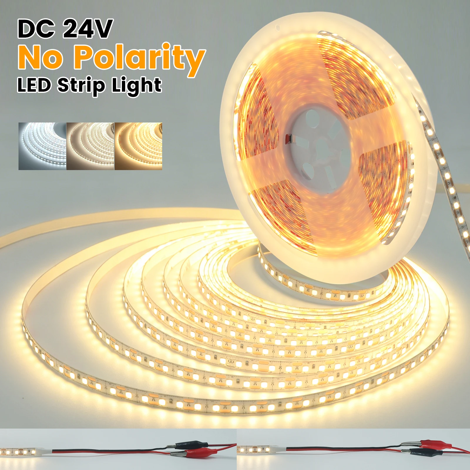 5M 10M LED Strip Light DC 24V 8MM Flexible LED Tape No Positive and Negative SMD2835 120Leds/m Ribbon Diode for Room Decor
5M 10M LED Strip Light DC 24V 8MM Flexible LED Tape No Positive and Negative SMD2835 120Leds/m Ribbon Diode for Room Decor