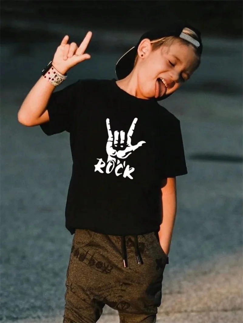 ROCK Letter Print Pattern T Shirt For Boy Summer Round Neck Short-sleeved Hip-hop Kids T-shirt Casual Children's Tee Shirts Top 
ROCK Letter Print Pattern T Shirt For Boy Summer Round Neck Short-sleeved Hip-hop Kids T-shirt Casual Children's Tee Shirts Top