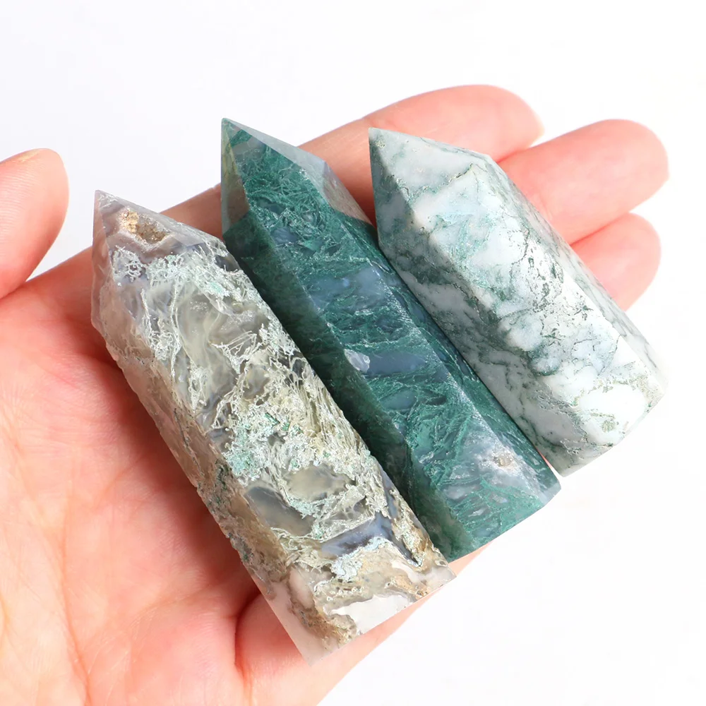 Mineraali 4-7cm Natural Moss Agate Geode Gemstone Tower Healing Green Water Plant Crystal Point Hexagonal Reiki Column Ornaments
Mineraali 4-7cm Natural Moss Agate Geode Gemstone Tower Healing Green Water Plant Crystal Point Hexagonal Reiki Column Ornaments