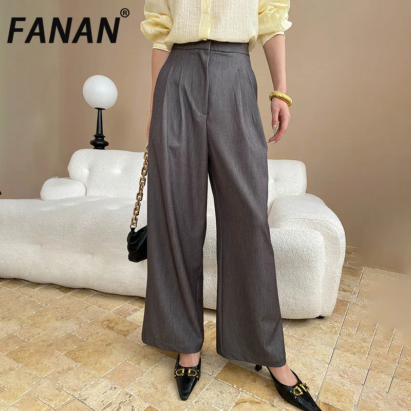 FANAN Office Lady Pants For Women Solid High Waist Pleated Straight Wide Leg Trousers Temperament Clothes Female 2025 New
FANAN Office Lady Pants For Women Solid High Waist Pleated Straight Wide Leg Trousers Temperament Clothes Female 2025 New