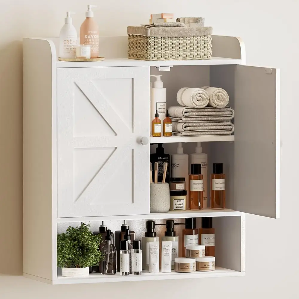 22 W x 26 H Bathroom Wall Cabinet, Farmhouse Medicine Cabinet with Adjustable Shelves and 2 Barn Doors, Over The Toilet Storage
22 W x 26 H Bathroom Wall Cabinet, Farmhouse Medicine Cabinet with Adjustable Shelves and 2 Barn Doors, Over The Toilet Storage