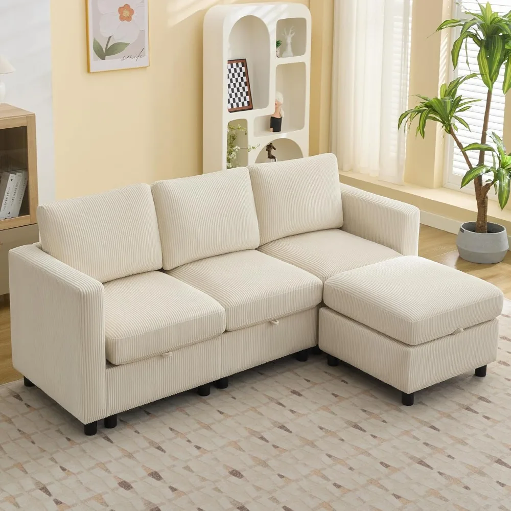 83”L-Shaped Modular Sectional Sofa with Storage & Movable Ottoman, Convertible 4-Seat Reversible Chaise Corduroy Couch for Livin
83”L-Shaped Modular Sectional Sofa with Storage & Movable Ottoman, Convertible 4-Seat Reversible Chaise Corduroy Couch for Livin