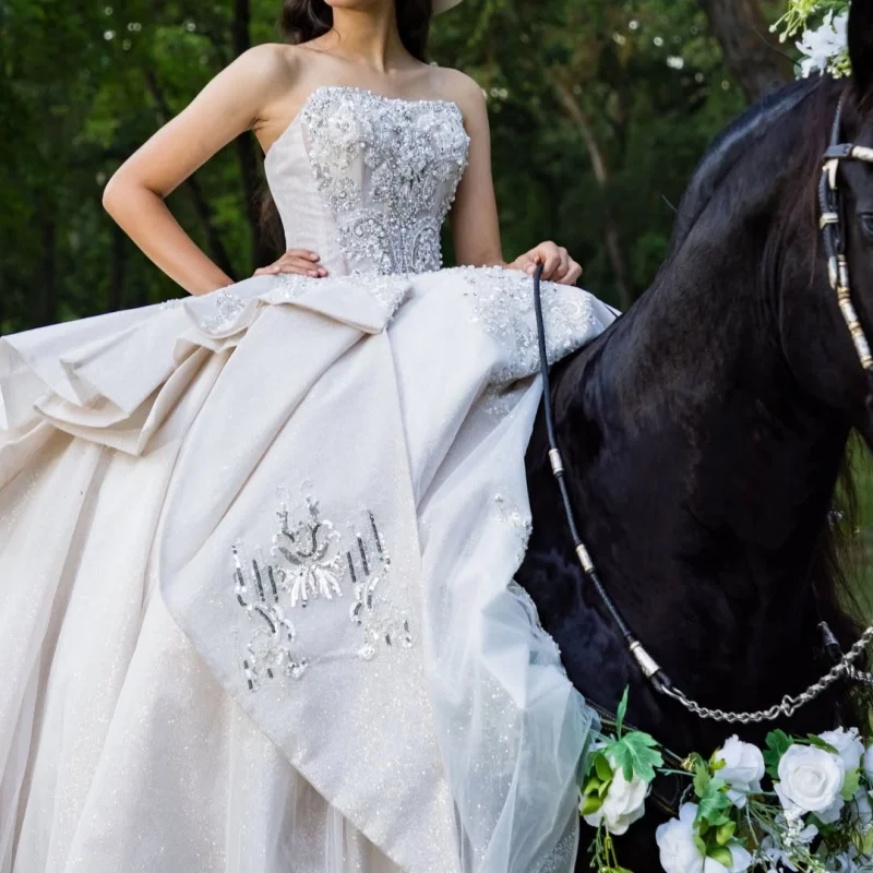 Light Champagne Quinceanera Dress off-shoulder Sequins Crystal Flower Decal Long tail Bow vestidos de 15 Quinceanera Customize
Light Champagne Quinceanera Dress off-shoulder Sequins Crystal Flower Decal Long tail Bow vestidos de 15 Quinceanera Customize