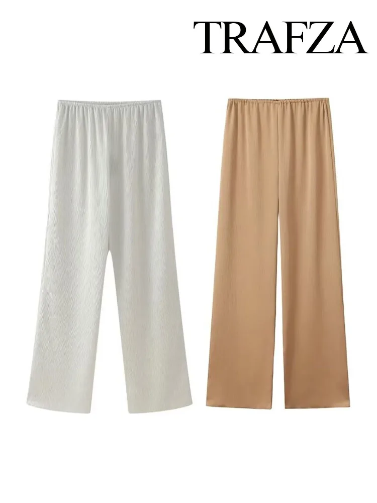 TRAFZA Woman Elegant High Waist Loose Slim Wide Leg Long Pant Women Pleated Texture Solid Color Casual Trousers Streetwear
TRAFZA Woman Elegant High Waist Loose Slim Wide Leg Long Pant Women Pleated Texture Solid Color Casual Trousers Streetwear