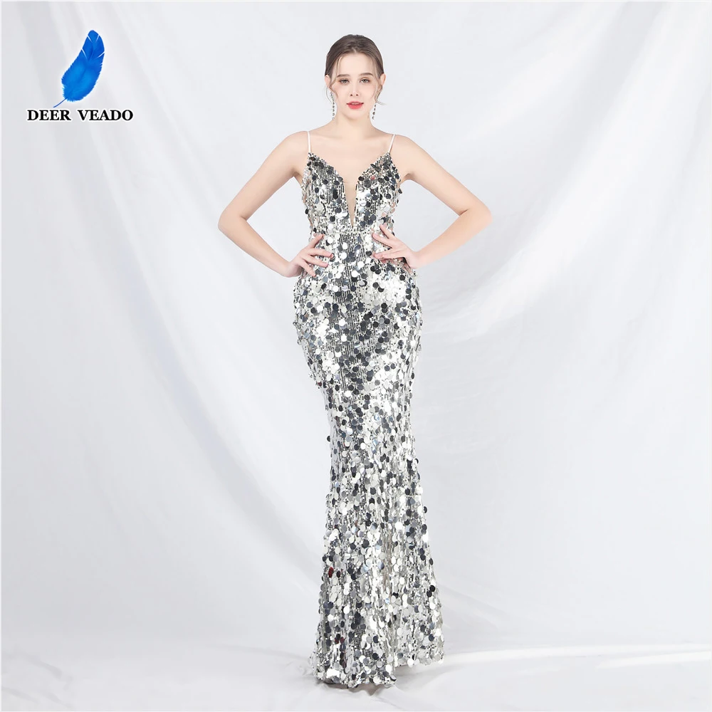 DEERVEADO 6 Colors Sexy Deep V-Neck Sequins Evening Dresses for Woman Mermaid Strap Prom Party Maxi Dress Graduation Gowns
DEERVEADO 6 Colors Sexy Deep V-Neck Sequins Evening Dresses for Woman Mermaid Strap Prom Party Maxi Dress Graduation Gowns