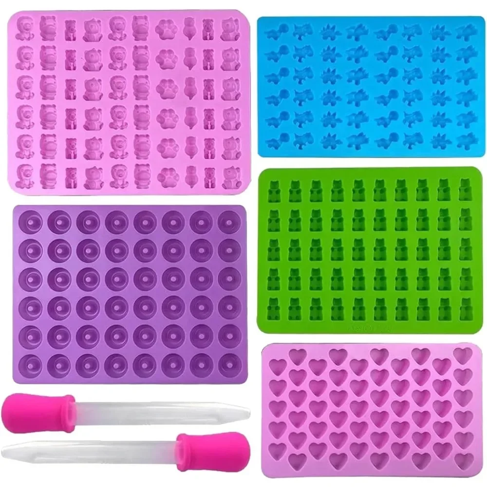 5Pcs Candy Silicone Moulds with 2 Dropper Set Candy Gummy Molds Jelly Trays Mold Set Reusable Candy Baking Mold Kitchen Tools
5Pcs Candy Silicone Moulds with 2 Dropper Set Candy Gummy Molds Jelly Trays Mold Set Reusable Candy Baking Mold Kitchen Tools