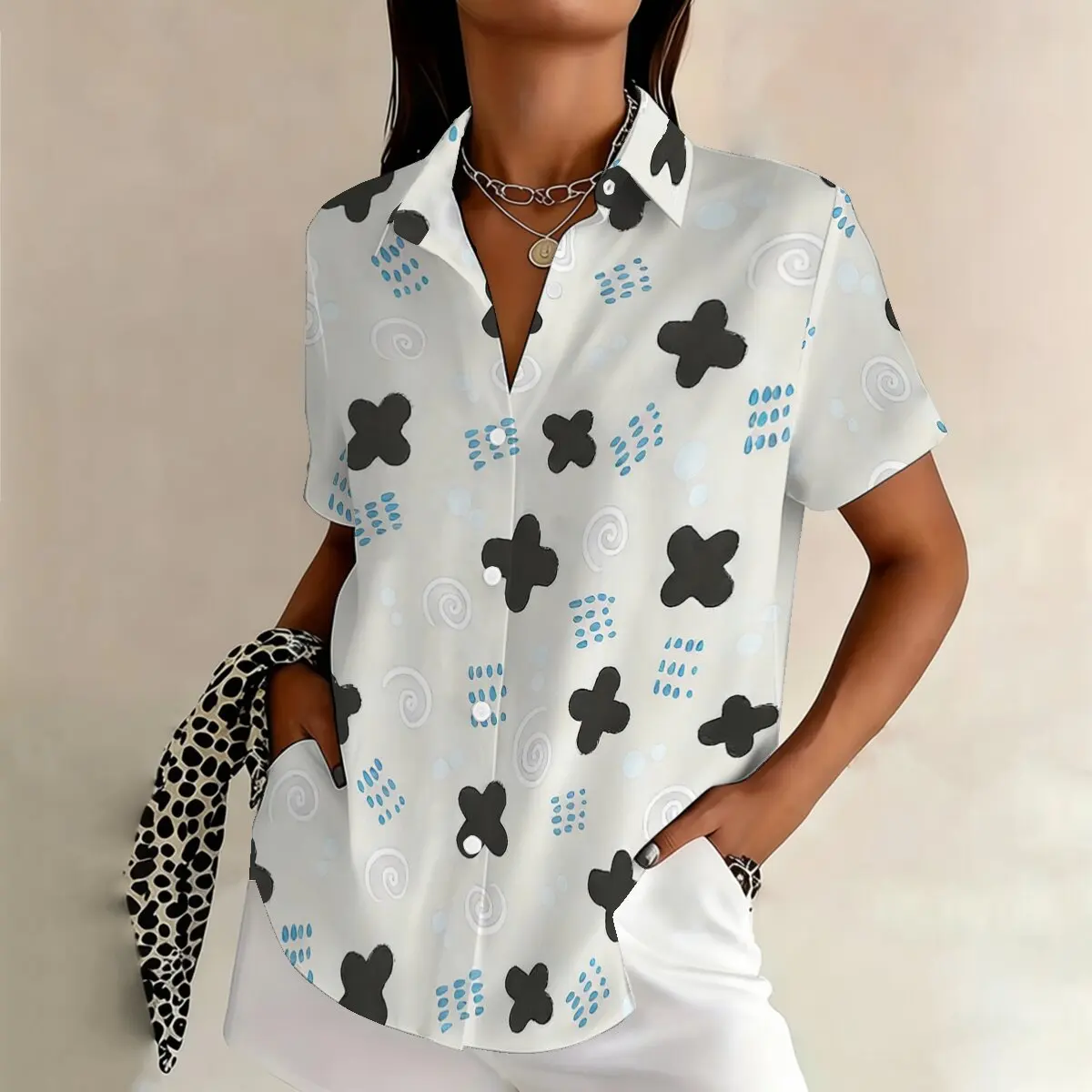 Plus-size women's summer short-sleeve shirt,simple and casual style,suitable for campus,dating,workplace commuting
Plus-size women's summer short-sleeve shirt,simple and casual style,suitable for campus,dating,workplace commuting