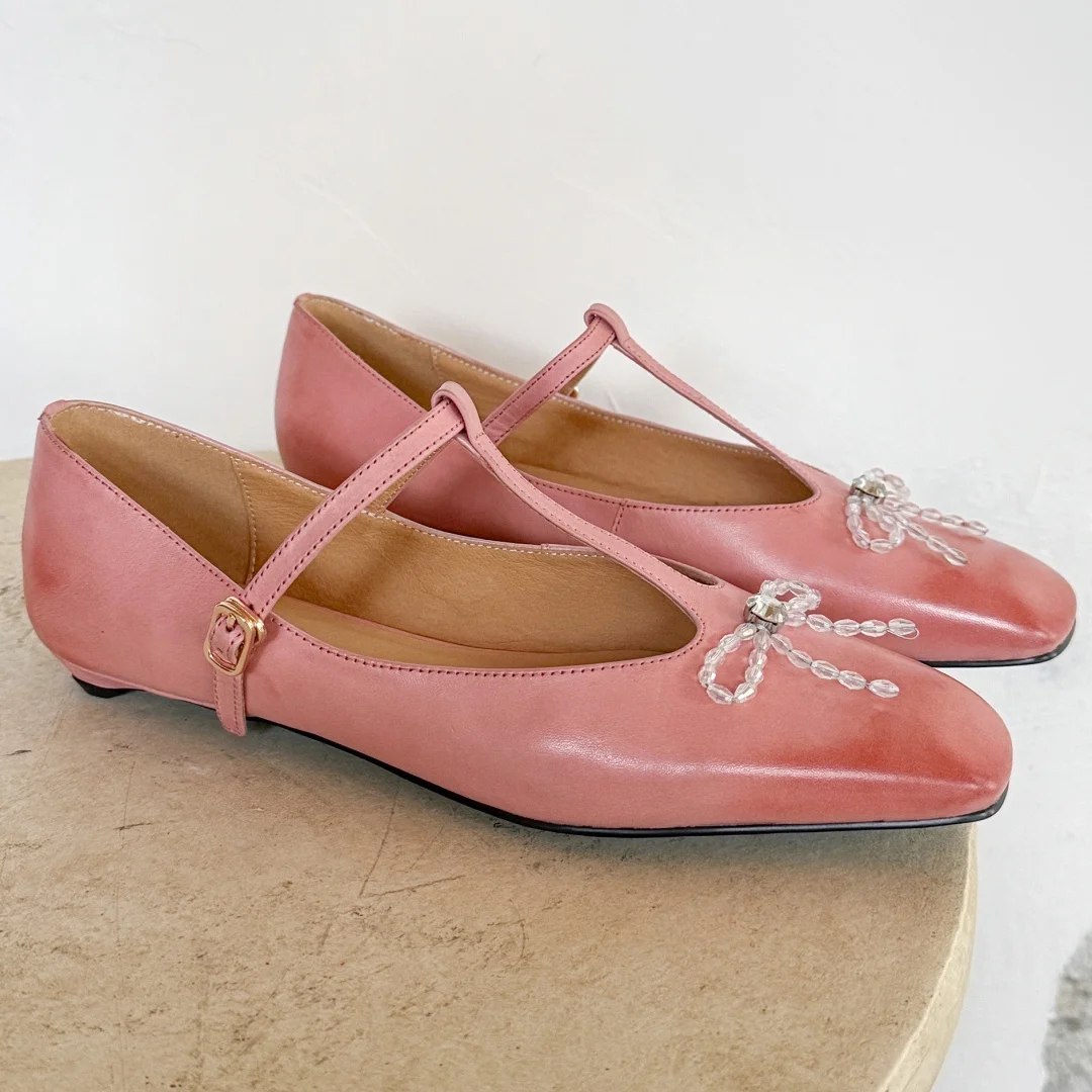 Women's cow leather beading sweet bowtie square toe t-strap slip-on flats 2cm kitten heel elegant ladies slim dress shoes woman
Women's cow leather beading sweet bowtie square toe t-strap slip-on flats 2cm kitten heel elegant ladies slim dress shoes woman