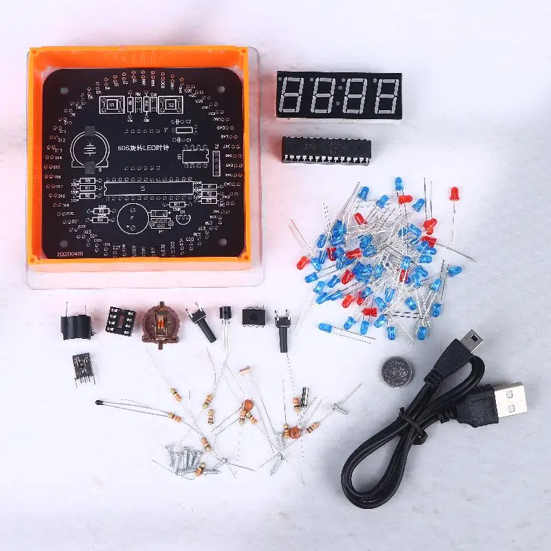 DIY Rotating LED Digital Clock Kit - Light & Temperature Display with Soldering Practice for Electronics Hobbyists