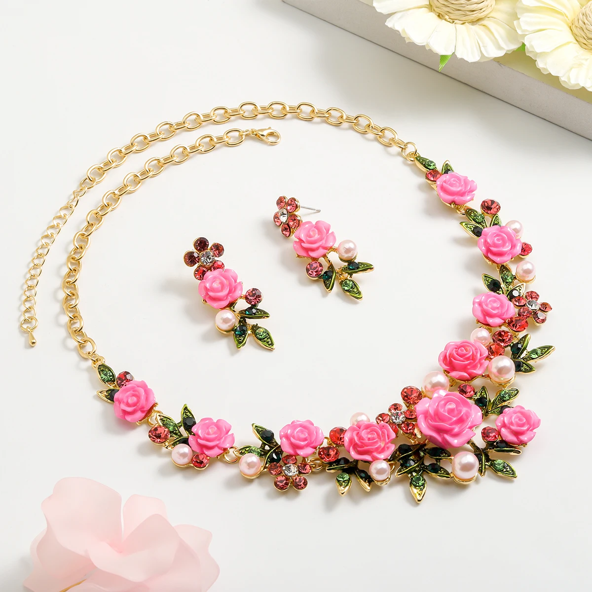 Elegant Pearl Flower Leaf Rhinestone Necklace Earrings Jewelry Set for Women Sweet Luxury Wedding Party Jewelry Accessories Gift
Elegant Pearl Flower Leaf Rhinestone Necklace Earrings Jewelry Set for Women Sweet Luxury Wedding Party Jewelry Accessories Gift