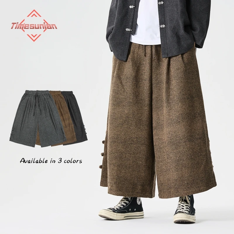 Autumn Winter Man Pants Woolen Straight Leg Pants Loose Wide Leg Trousers Buckle Ancient Style Skirt Pants
Autumn Winter Man Pants Woolen Straight Leg Pants Loose Wide Leg Trousers Buckle Ancient Style Skirt Pants