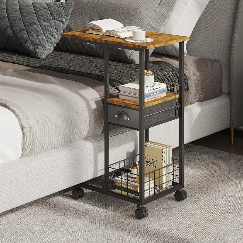 Rolling Vintage Modern Side Table Multi-Functional C-Shaped Compact End Table for Small Spaces Living Room Storage Organizer
Rolling Vintage Modern Side Table Multi-Functional C-Shaped Compact End Table for Small Spaces Living Room Storage Organizer