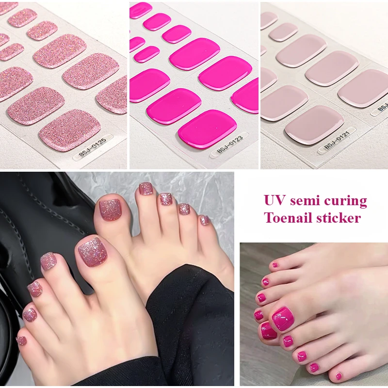 26Tips Summer Shiny Gel Foot Sticker Nail Sticker Waterproof Solid Color Scallion Powder UV Lamp Semi Baked Toe Nail Sticker
26Tips Summer Shiny Gel Foot Sticker Nail Sticker Waterproof Solid Color Scallion Powder UV Lamp Semi Baked Toe Nail Sticker