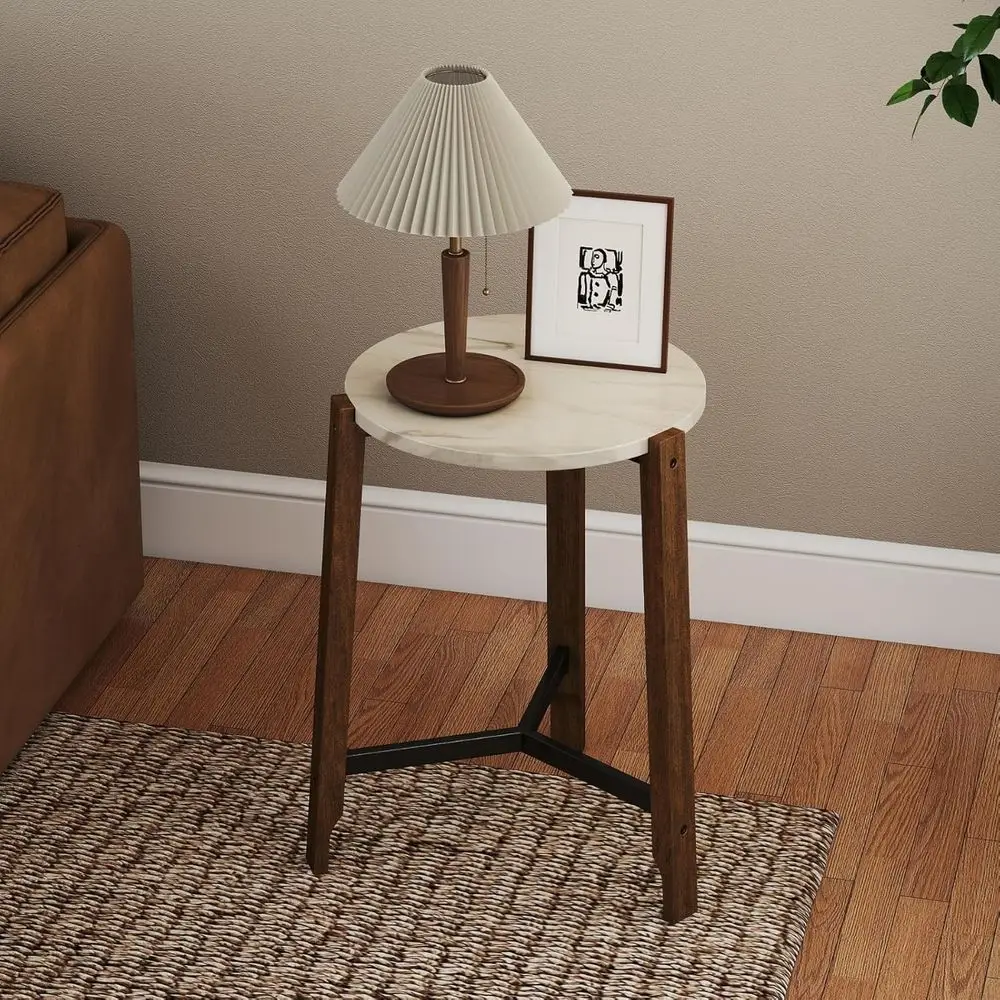 White Marble Top 22.5 Round Accent Table with Solid Wood Leg and Metal Beam for Small Spaces/Living Room/Bedroom
White Marble Top 22.5 Round Accent Table with Solid Wood Leg and Metal Beam for Small Spaces/Living Room/Bedroom