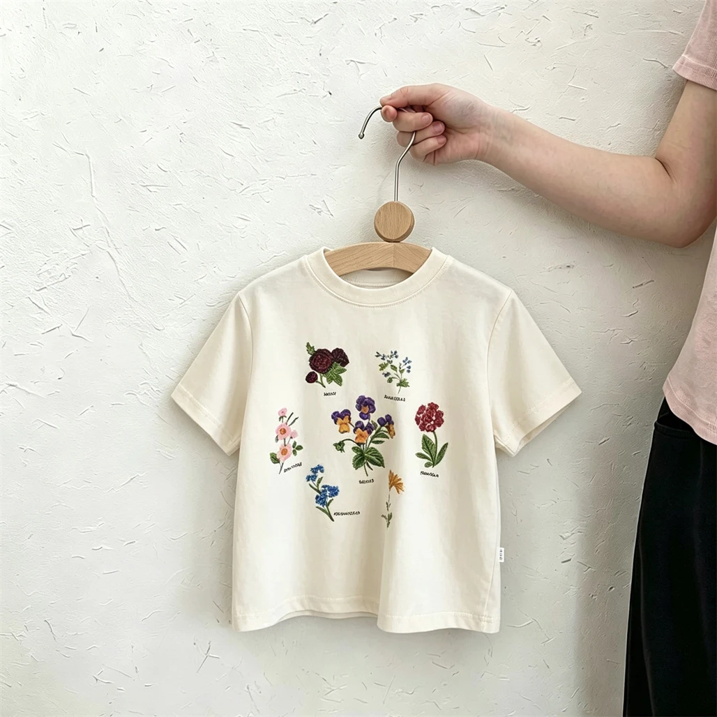 Flower T-shirt Round Neck Base Shirt 2026 Summer Girls Printed Tees Loose Casual Clothing Cotton Thin Tees Children's Tops
Flower T-shirt Round Neck Base Shirt 2026 Summer Girls Printed Tees Loose Casual Clothing Cotton Thin Tees Children's Tops