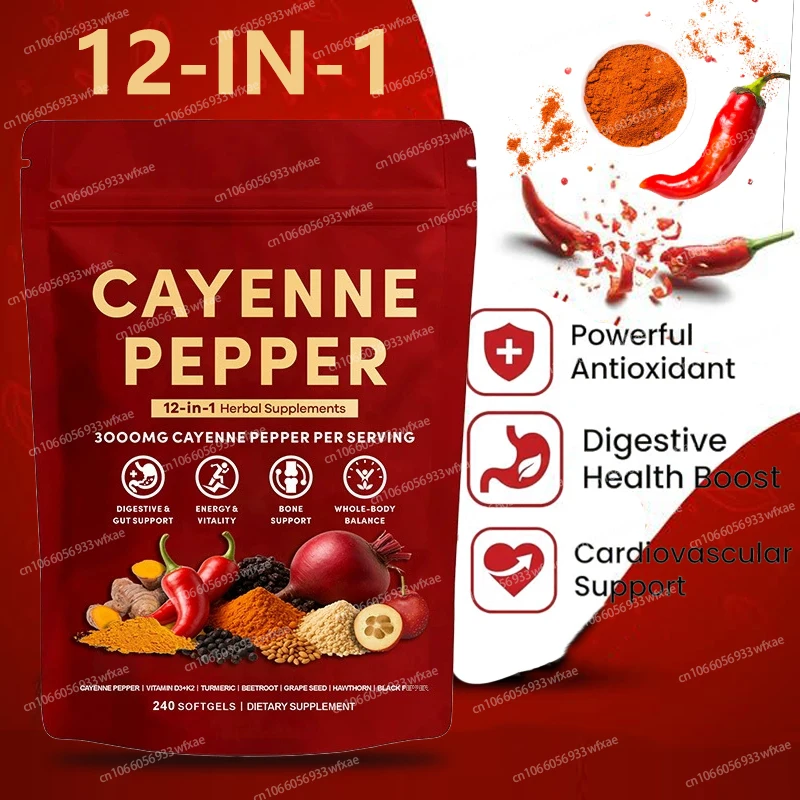 240 капсул Cayenne Pepper Softgels с комплексом витаминов D3+K2 для улучшения кровообращения и поддержки сердечно-сосудистой системы, а также для поддержания здорового артериального давления
240 капсул Cayenne Pepper Softgels с комплексом витаминов D3+K2 для улучшения кровообращения и поддержки сердечно-сосудистой системы, а также для поддержания здорового артериального давления