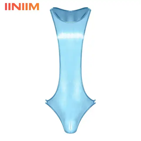 Bademode Herren Einteiler Sling Singlets Badeanzug Dessous Glänzend Sheer Mesh Wrestling Bodysuit Clubwear Sexy Mankini Jumpsuit