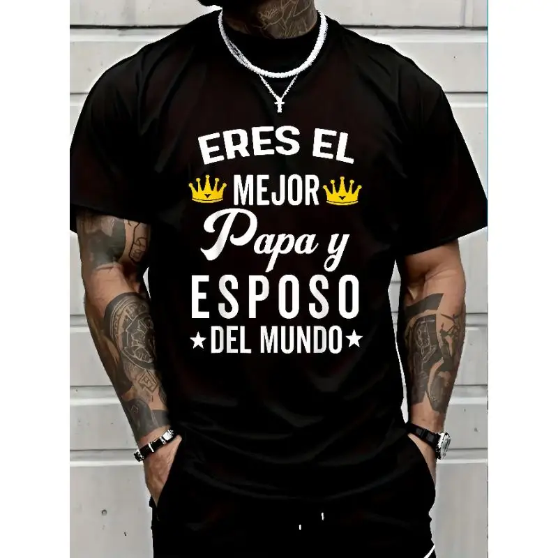 Spanish T-shirt Men Women Unisex Eres el Mejor Papá y Esposo del Mundo Slogan Tee Casual Short Sleeve Father's Day Gift
Spanish T-shirt Men Women Unisex Eres el Mejor Papá y Esposo del Mundo Slogan Tee Casual Short Sleeve Father's Day Gift