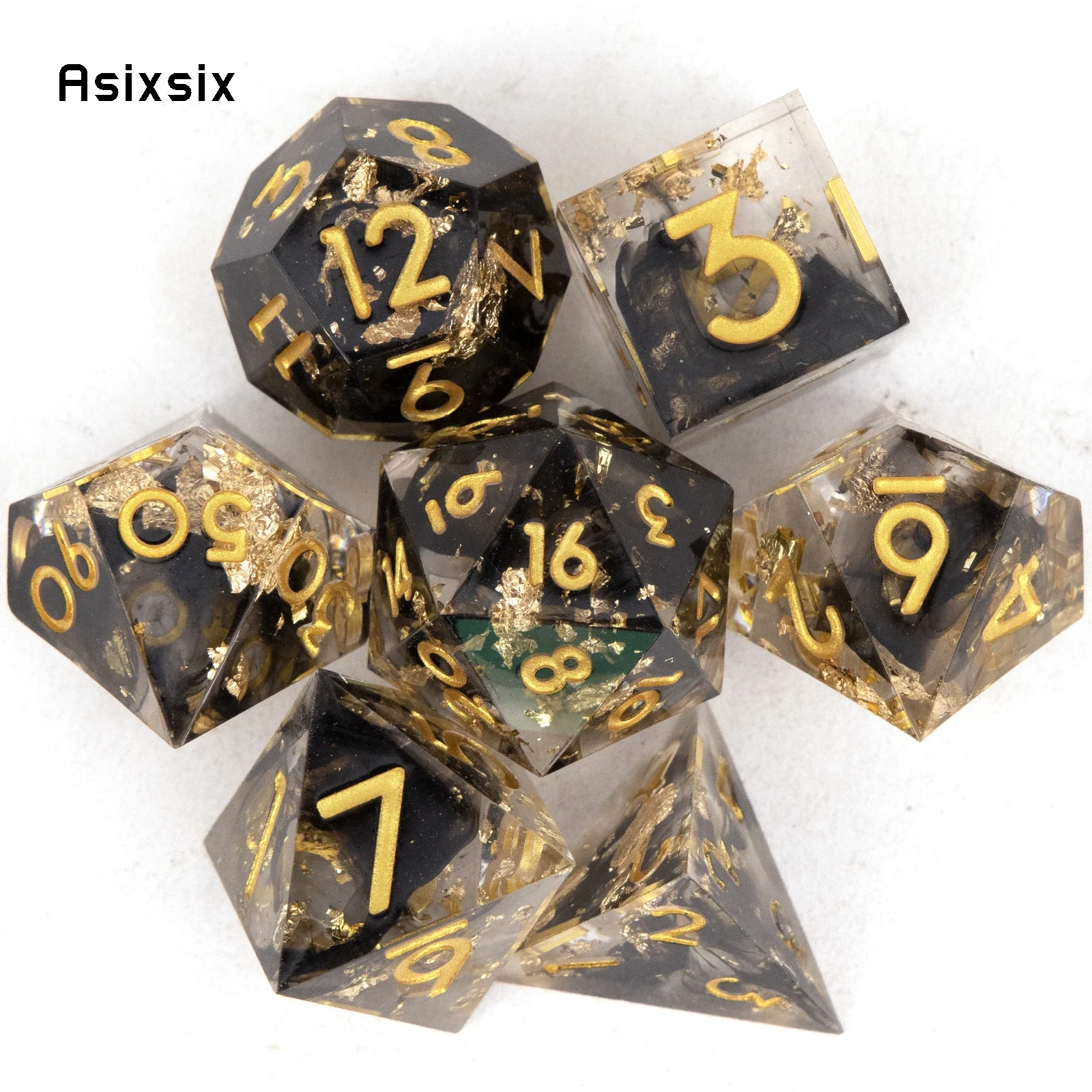 7 Pcs Black Golden Number Sharp Edge Resin Dice Polyhedral Dice Suitable for Role-Playing RPG Board Game
7 Pcs Black Golden Number Sharp Edge Resin Dice Polyhedral Dice Suitable for Role-Playing RPG Board Game