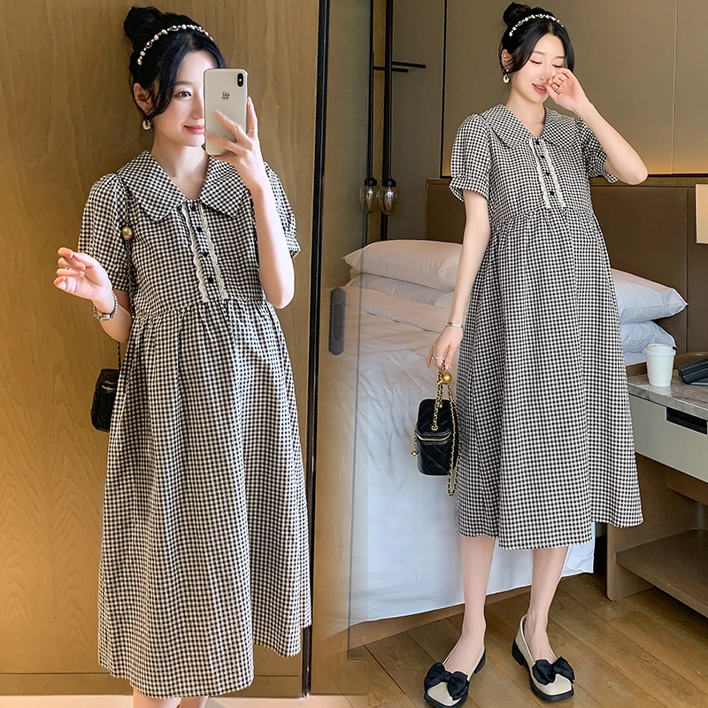 Summer Korean Fashion Plaid Maternity Long Dress Sweet OL Formal Work Ladies Clothes for Pregnant Women Pregnancy Clothing
Summer Korean Fashion Plaid Maternity Long Dress Sweet OL Formal Work Ladies Clothes for Pregnant Women Pregnancy Clothing