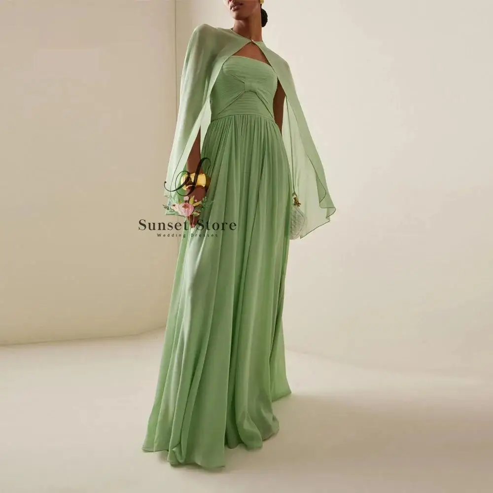 Customized Simple Green Strapless With Cope Chiffon A-LINE Prom dress 2025 Slim Backless Floor-Length Formal Evening Dress
Customized Simple Green Strapless With Cope Chiffon A-LINE Prom dress 2025 Slim Backless Floor-Length Formal Evening Dress