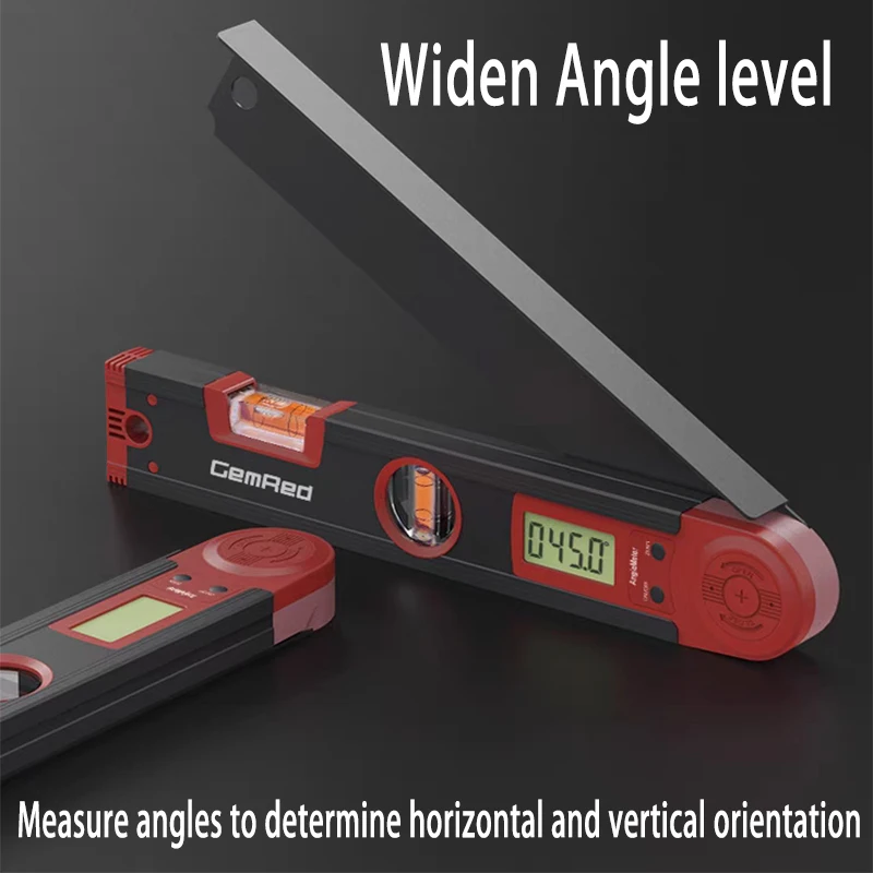 Angle ruler digital gauge Blister level verticality determination Internal external angles Widening base sturdy durable biax
Angle ruler digital gauge Blister level verticality determination Internal external angles Widening base sturdy durable biax