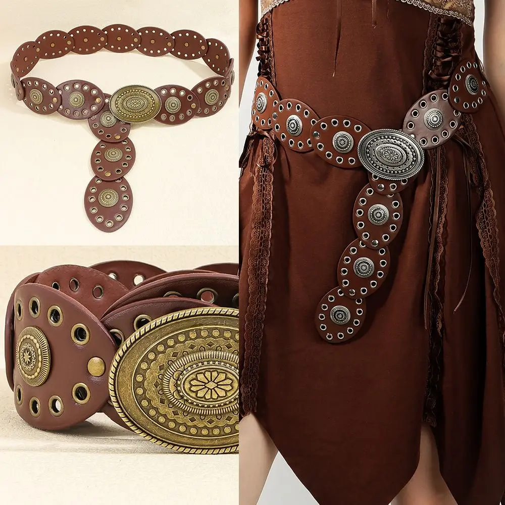 Cowboy Wide Disc Belt Y2K Disc Belt Ellipses Cowboy Vintage Soft Hollow Belt Metal Buckle Western Style Wide Disc Belt for Women
Cowboy Wide Disc Belt Y2K Disc Belt Ellipses Cowboy Vintage Soft Hollow Belt Metal Buckle Western Style Wide Disc Belt for Women