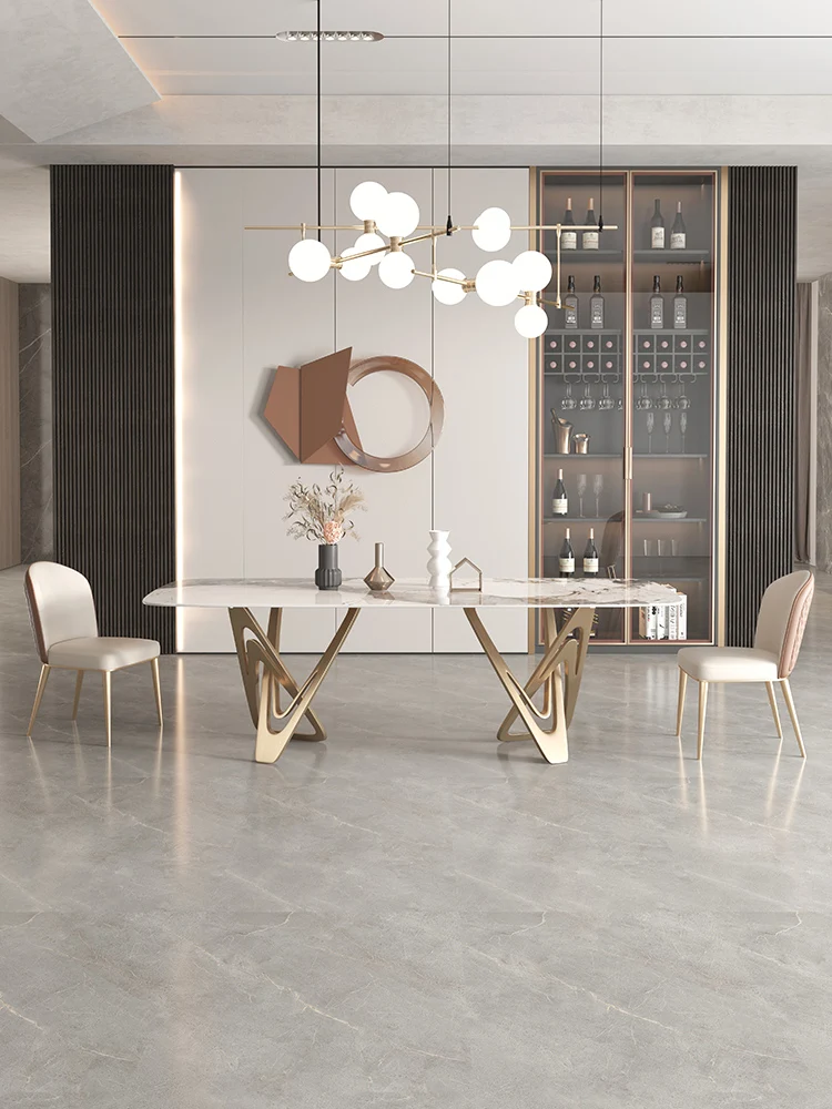 Bright rock plate dining table light luxury modern simple high-end Pandora luxury stone rectangular dining table
Bright rock plate dining table light luxury modern simple high-end Pandora luxury stone rectangular dining table