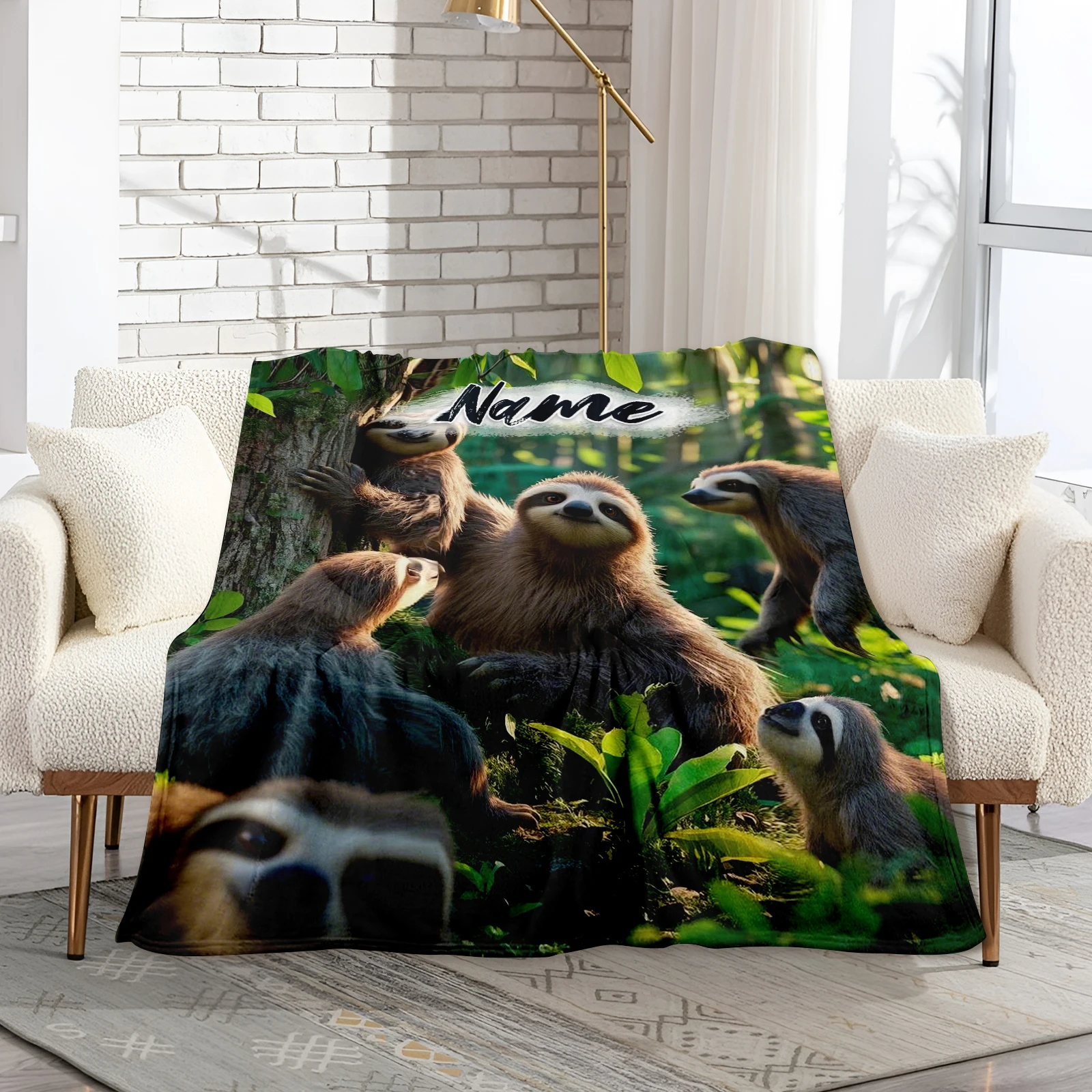 Sloth Themed Flannel Blanket With Customizable Text, Soft And Warm For Family And Friends Celebrations
Sloth Themed Flannel Blanket With Customizable Text, Soft And Warm For Family And Friends Celebrations