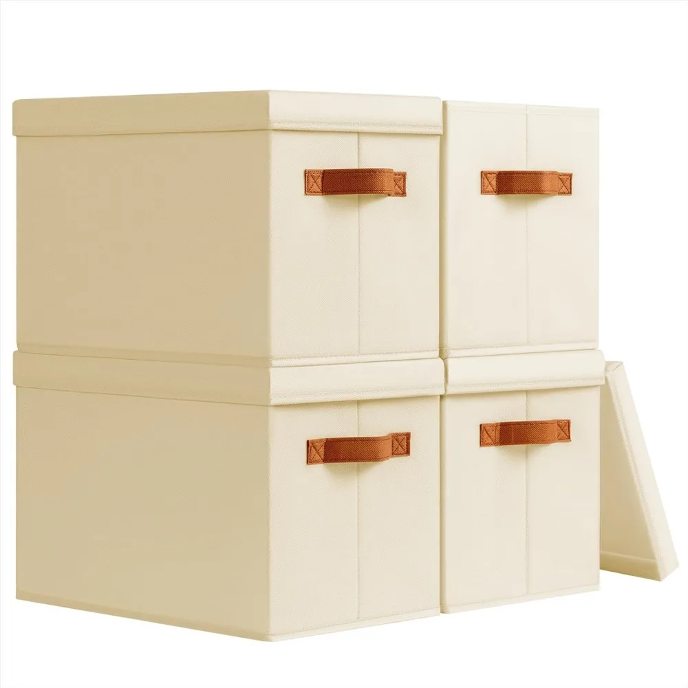 Foldable Storage Boxes with Lids Stackable Fabric Organizer Baskets for Shelves Home Dorm Beige 4 Pack
Foldable Storage Boxes with Lids Stackable Fabric Organizer Baskets for Shelves Home Dorm Beige 4 Pack