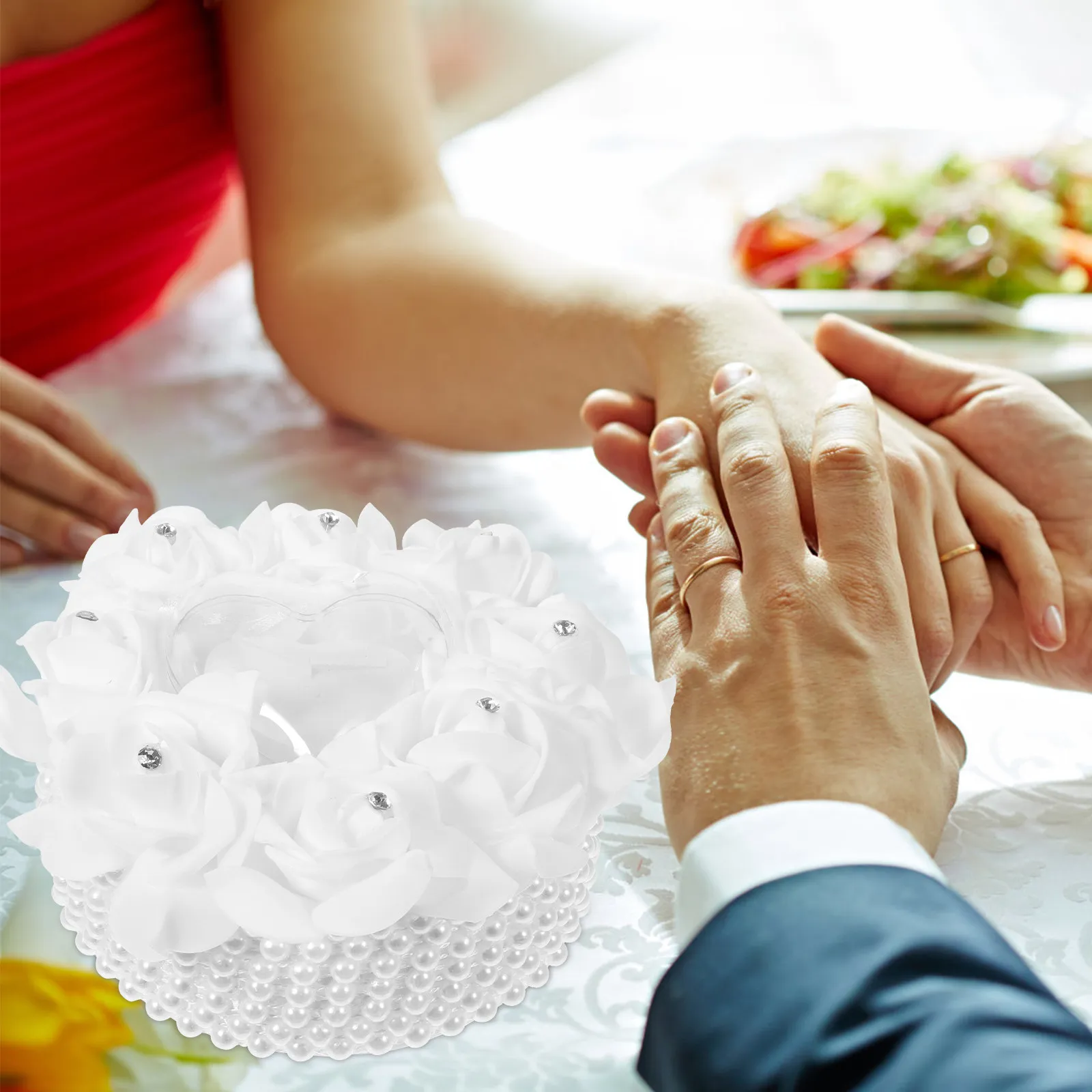 1pc Pearl Rose Ring Pillow Soft Material For Wedding Decor Heart Shape Holder Cushion Ceremony Party Diy Decoration
1pc Pearl Rose Ring Pillow Soft Material For Wedding Decor Heart Shape Holder Cushion Ceremony Party Diy Decoration