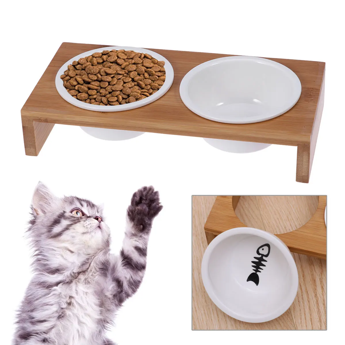 Ceramic Dual Pet Bamboo Base Non-Slip Feeder For Cats Dogs Random Style Pet Bowl Dual Dog Feeder Bamboo Cat Bowl
Ceramic Dual Pet Bamboo Base Non-Slip Feeder For Cats Dogs Random Style Pet Bowl Dual Dog Feeder Bamboo Cat Bowl