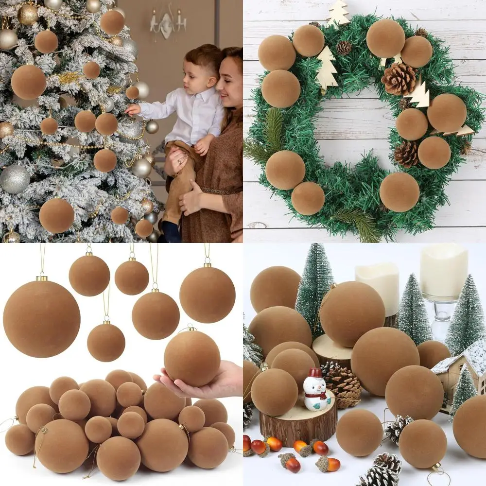 Set of 60 Flocked Velvet Christmas Balls in 4 Sizes - Shatterproof Brown Holiday Tree Ornaments
Set of 60 Flocked Velvet Christmas Balls in 4 Sizes - Shatterproof Brown Holiday Tree Ornaments
