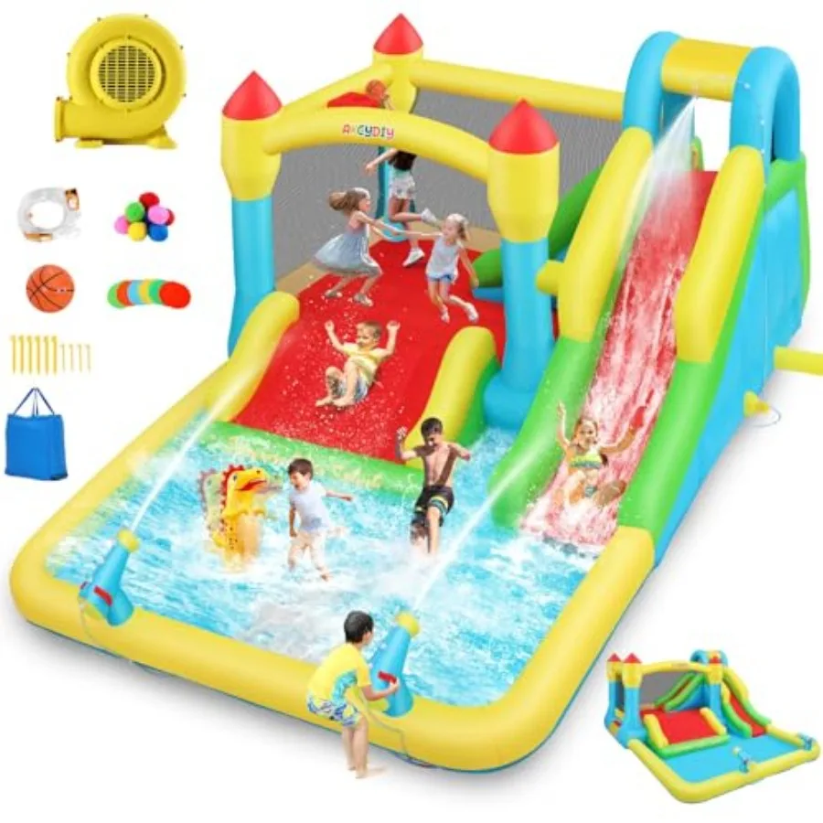 Inflatable Bounce House with 3 Slide for Indoor Outdoor Bouncy House with Blower Pool Water Cannon Climbing Wall Basketball Hoo
Inflatable Bounce House with 3 Slide for Indoor Outdoor Bouncy House with Blower Pool Water Cannon Climbing Wall Basketball Hoo