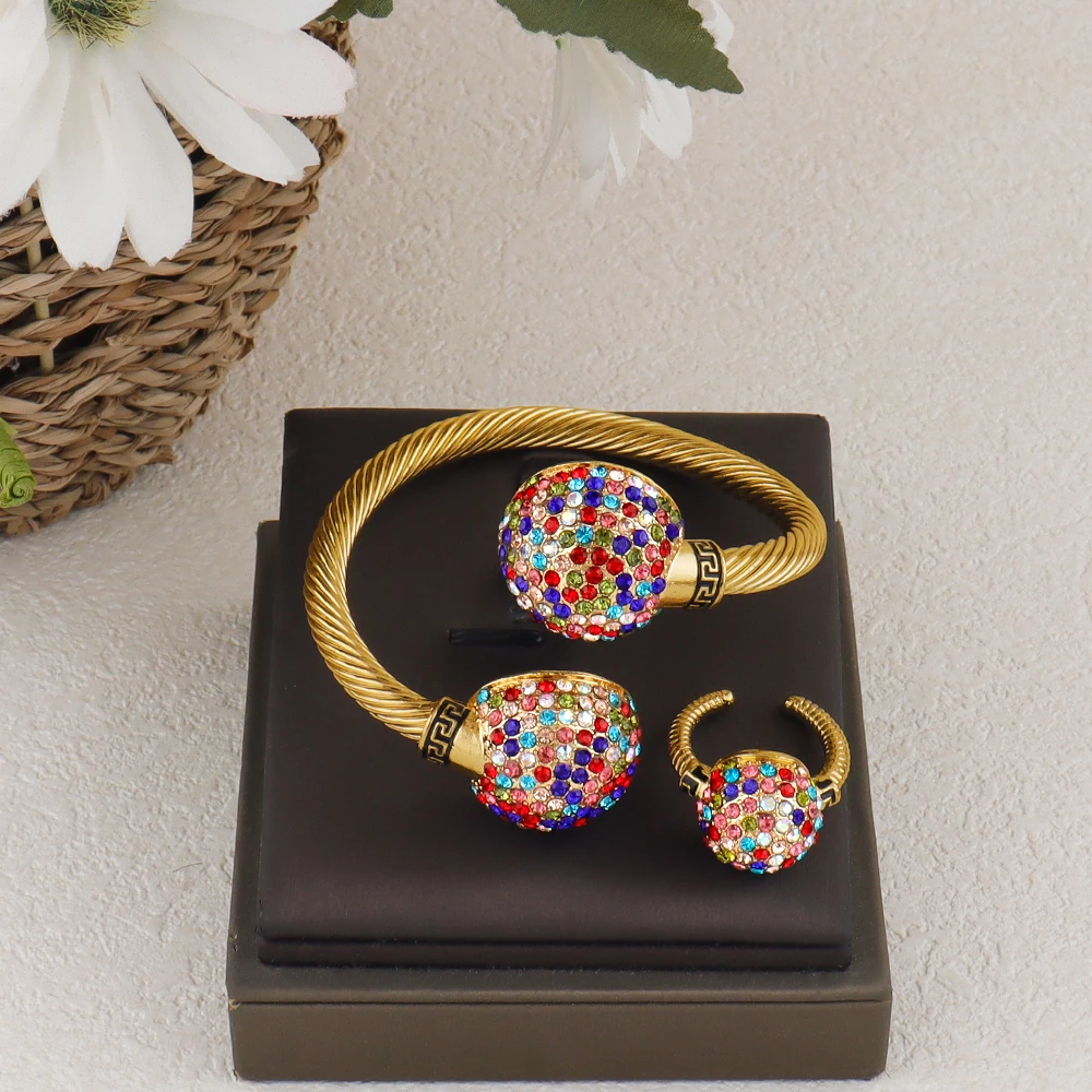 Gold Color Cuff Bracelet and Ring for Dubai African Women Blue Stone Hand Bangle Finger Ring Jewelry Set Wedding Bride Wife Gift
Gold Color Cuff Bracelet and Ring for Dubai African Women Blue Stone Hand Bangle Finger Ring Jewelry Set Wedding Bride Wife Gift