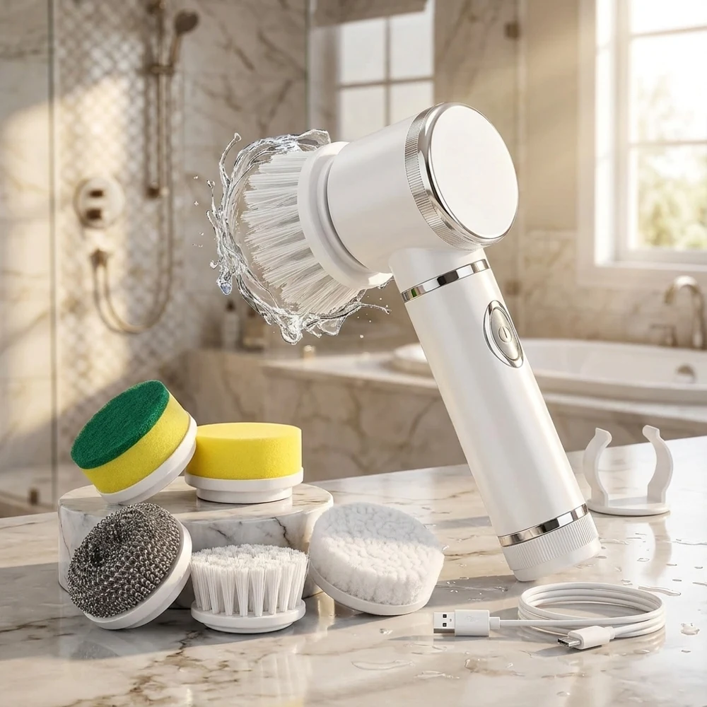 Cordless Electric Spin Scrubber with 5 Replaceable Brush Heads Rechargeable Waterproof Power Cleaning Brush Multi-functional Dee
Cordless Electric Spin Scrubber with 5 Replaceable Brush Heads Rechargeable Waterproof Power Cleaning Brush Multi-functional Dee