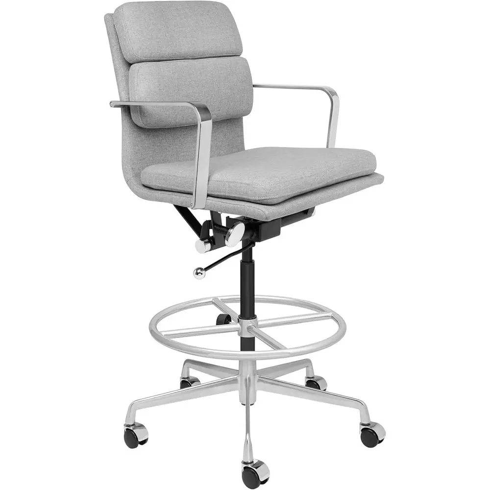 Ergonomic Padded Drafting Chair with Adjustable Height, Armrests, and Cushion - Grey Poly-Cotton Fabric
Ergonomic Padded Drafting Chair with Adjustable Height, Armrests, and Cushion - Grey Poly-Cotton Fabric