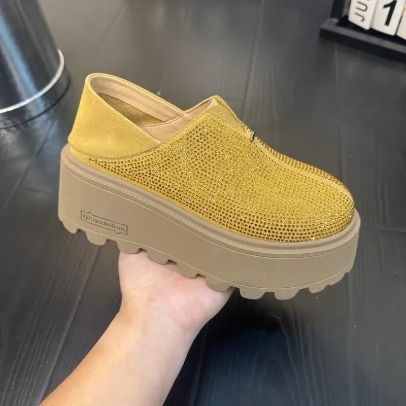 Women's Single Shoes Thick Sole Round Toe Rhinestones Heel Can Be Stepped on Bread Shoes Leisure One Kick Zapatillas De Mujer
Women's Single Shoes Thick Sole Round Toe Rhinestones Heel Can Be Stepped on Bread Shoes Leisure One Kick Zapatillas De Mujer