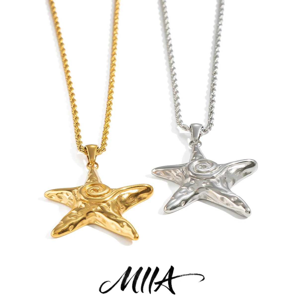 Miia Jewelry 18K Gold Plated Stainless Steel Starsifh Pendant Necklace Waterproof Fashion Jewelry for Women Men Elegant Gift
Miia Jewelry 18K Gold Plated Stainless Steel Starsifh Pendant Necklace Waterproof Fashion Jewelry for Women Men Elegant Gift