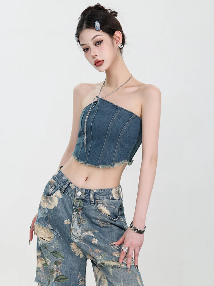 ABWEAR Summer 2025 American Hot Girl Ne Hanging Denim Tube Top Women's Design ort Vest Spicy Girl ort Length Tube Top
ABWEAR Summer 2025 American Hot Girl Ne Hanging Denim Tube Top Women's Design ort Vest Spicy Girl ort Length Tube Top