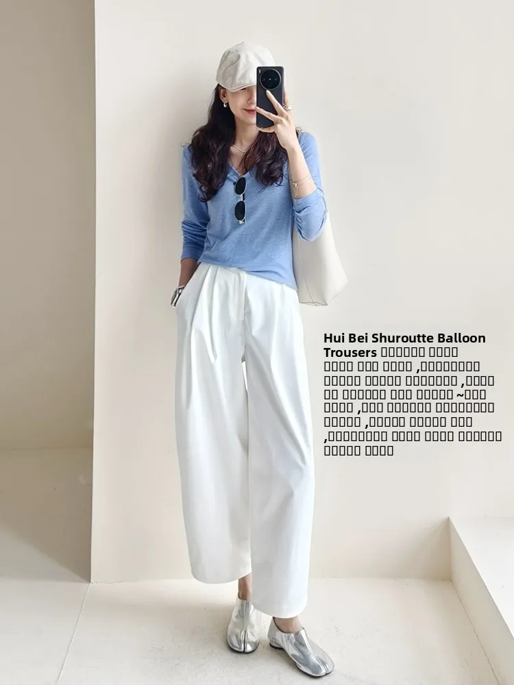 Брюки MeiYang Balloon Waist из мягкого хлопка, белые, длиной 7/8, прямого кроя, с высокой талией, из полиэфирного волокна, обычные, тонкие
Брюки MeiYang Balloon Waist из мягкого хлопка, белые, длиной 7/8, прямого кроя, с высокой талией, из полиэфирного волокна, обычные, тонкие