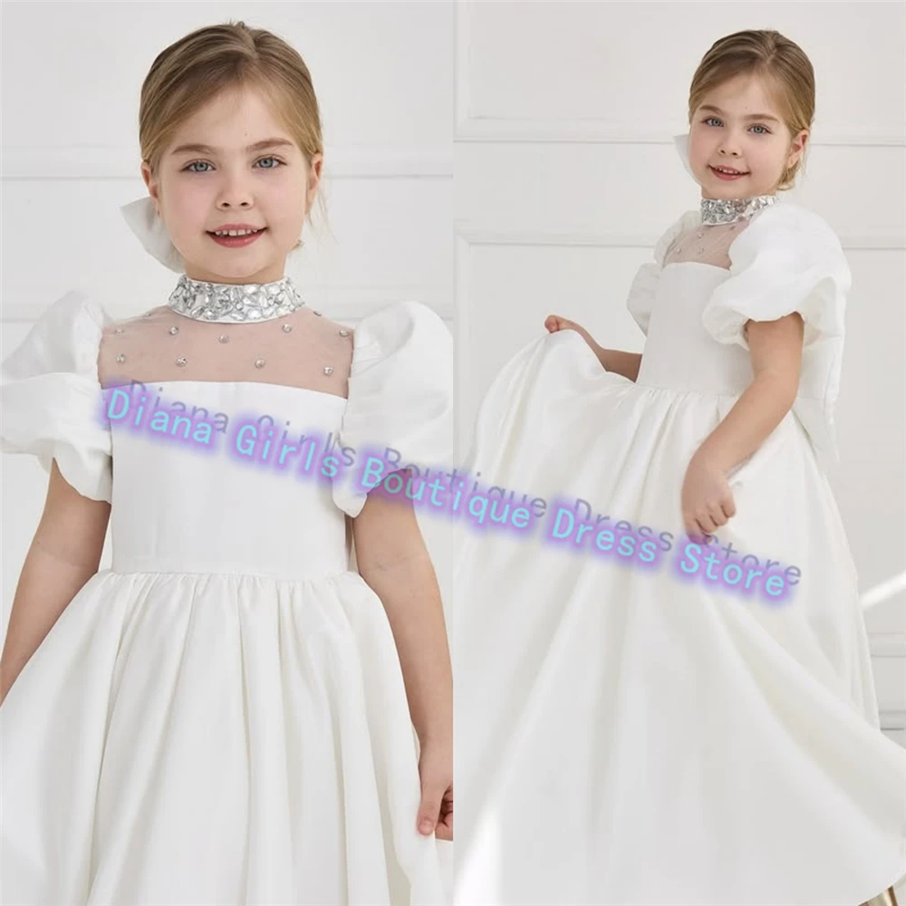 Elegant Flower Girl Dress White Or Black Satin Fluffy Pearl Sequins For Wedding Ball Dresses Kids Birthday Party Gowns
Elegant Flower Girl Dress White Or Black Satin Fluffy Pearl Sequins For Wedding Ball Dresses Kids Birthday Party Gowns