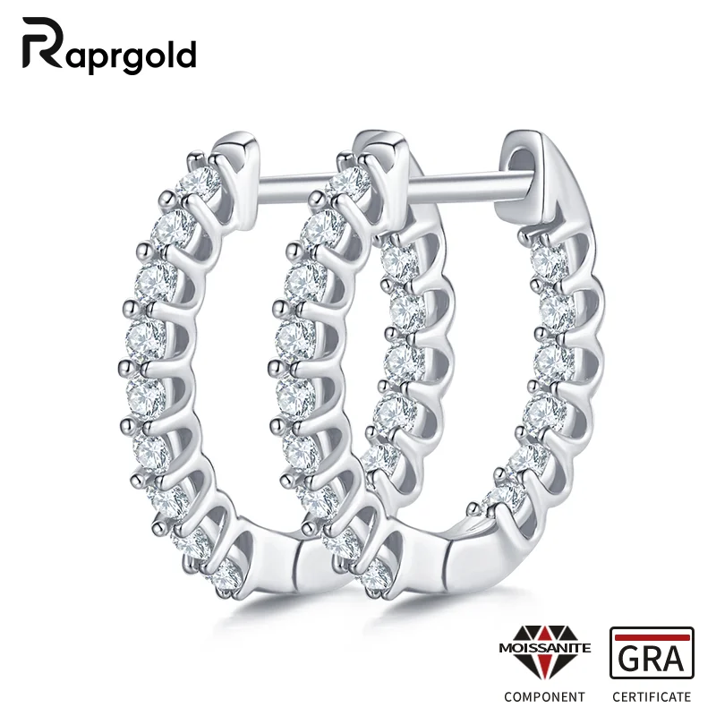RAPRGOLD Full Moissanite Hoop Earrings for Women Real S925 Sterling Silver Huggie Earring Fine Jewelry Gifts Pendientes with GRA
RAPRGOLD Full Moissanite Hoop Earrings for Women Real S925 Sterling Silver Huggie Earring Fine Jewelry Gifts Pendientes with GRA