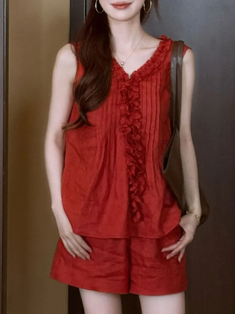 Casual Fashionable Women's Set 2026 New 3D Ear Lace Trim Short Sleeve Top Shorts Popular Women's Two Piece Set Polyester Mate...
Casual Fashionable Women's Set 2026 New 3D Ear Lace Trim Short Sleeve Top Shorts Popular Women's Two Piece Set Polyester Mate...