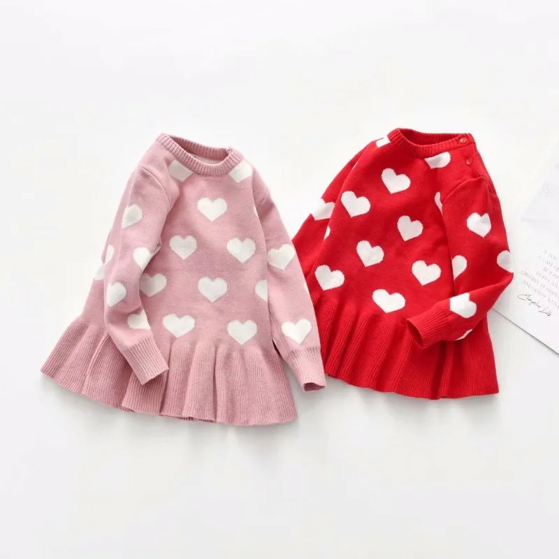 Winter Baby Girl Clothes Kawaii Sweater Dress Toddler Cute Love Embroidery Cotton Pink Knitted Dress High Quality
Winter Baby Girl Clothes Kawaii Sweater Dress Toddler Cute Love Embroidery Cotton Pink Knitted Dress High Quality