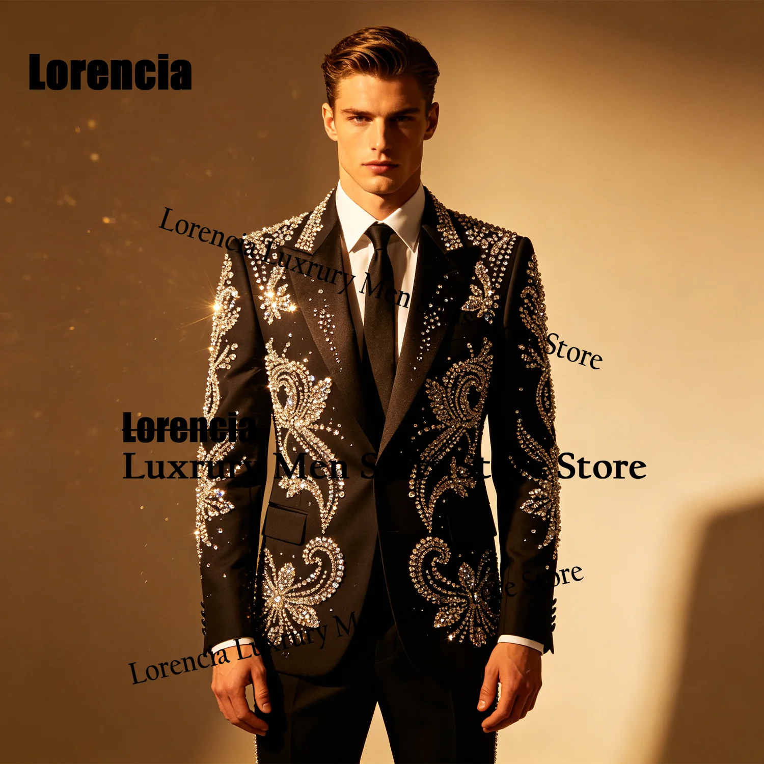 Glitter Sequins Rhinestone For Men Suit Customized Diamond 2 Pieces Groom Male Blazers Ropa hombre Fashion Slim Evening Tuxedos
Glitter Sequins Rhinestone For Men Suit Customized Diamond 2 Pieces Groom Male Blazers Ropa hombre Fashion Slim Evening Tuxedos