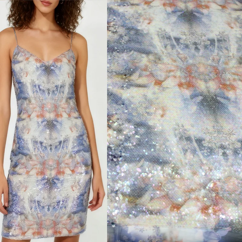 Printed Glitter Sequin Embroidery Fabric
Printed Glitter Sequin Embroidery Fabric