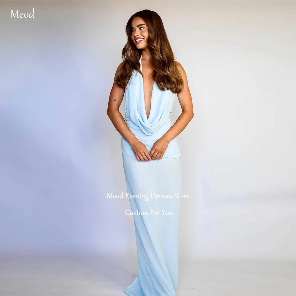 MEOD Sky Blue Deep V Neck Graceful Evening Gowns Chiffon Women's Mermaid Prom Dress Sleeveless Wedding Party Attire Customized
MEOD Sky Blue Deep V Neck Graceful Evening Gowns Chiffon Women's Mermaid Prom Dress Sleeveless Wedding Party Attire Customized
